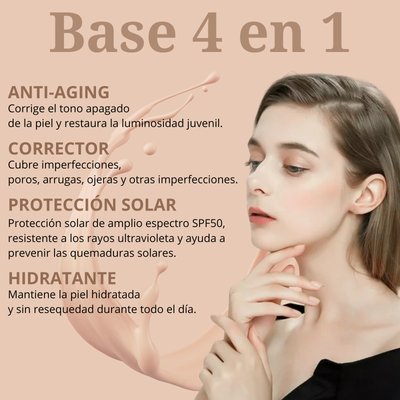 Base de Maquillaje 4 en 1 Ajustable Ikzee – SPF50, Hidratante y Anti-Aging