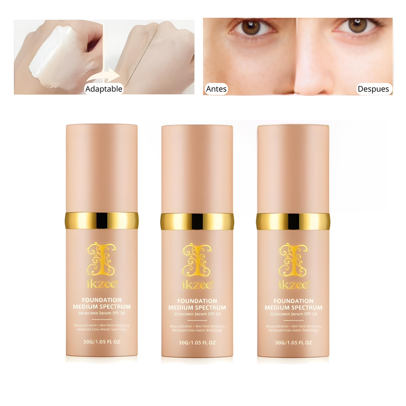 Base de Maquillaje 4 en 1 Ajustable Ikzee – SPF50, Hidratante y Anti-Aging